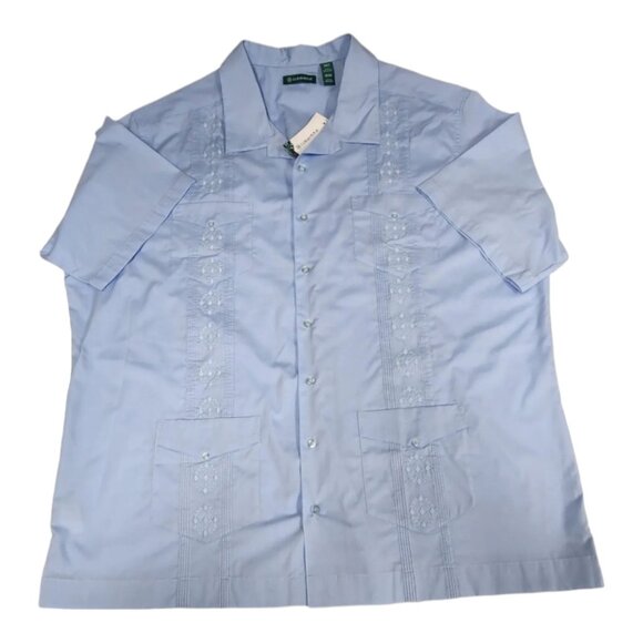 Cubavera Men's Short Sleeve 3XL Blue Traditional Button Down Guayabera Shirt - Picture 1 of 10